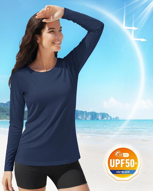 Boladeci Women's UPF 50+ Sun Protection Rash Guard | Lightweight Quick-Dry Long Sleeve Swim Shirt