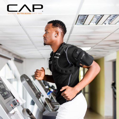 CAP Barbell 8LB Weighted Vest Black – Unisex Workout Vest with Phone Pouch, Reflective Strips, and Adjustable Fit for Walking, Running, Cardio, and Strength Training