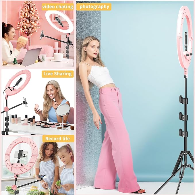 55W18 45cm Ring Light Kit 6700K Dimmable LEDRinglightTripod Stand Dual Phone