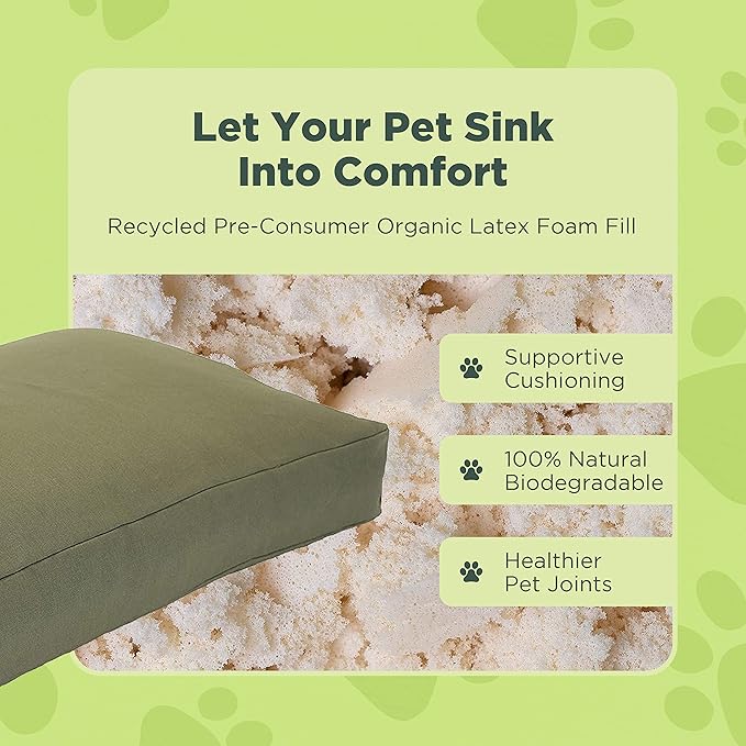 X-Large - 48 x 30 x 5 - Blueberry Premium Organic Hemp Dog Bed - Organic Latex Fill - Removeable Cover