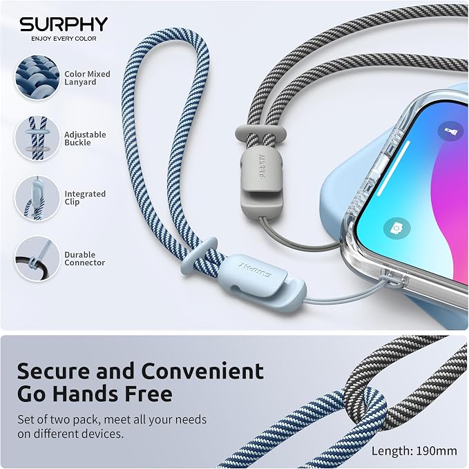 SURPHY 2 Pack Phone Lanyard for Cellphone Case, Phone Wrist Strap for Case
