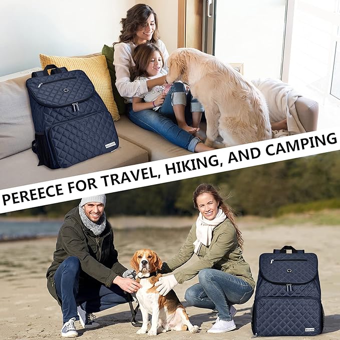 BAGLHER Dog Travel Bag,Airline Approved Pet Supplies Backpack, Dog Travel Backpack with 2 Silicone Collapsible Bowls and 2 Food Baskets.