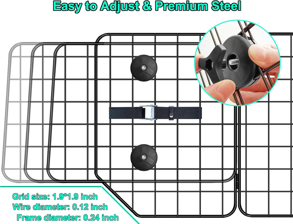 CASIMR Dog Car Barrier for SUVs, Vehicles, Trucks, Cars, Adjustable Pet Divider Cargo Area Universal-Fit, Heavy-Duty Wire Mesh Barriers, Safety Travel Accessories Cover, 61.9 Inch