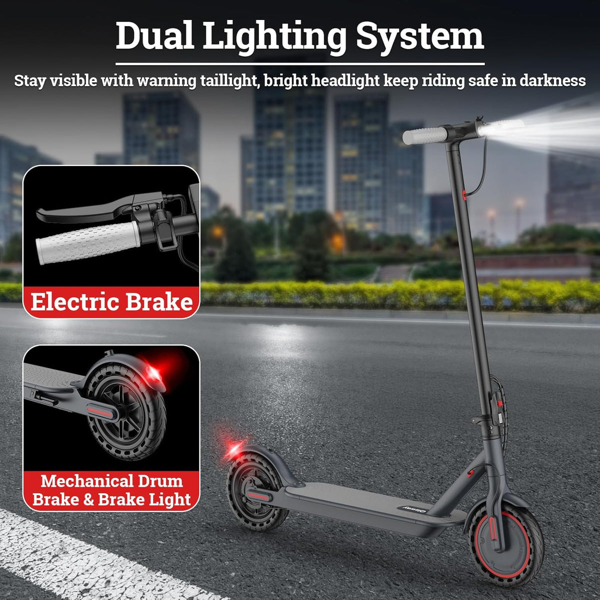 Qlaway Electric Scooter - Powerful 350W/500W Motor, 22-Mile Range, Foldable Design, Dual Braking System