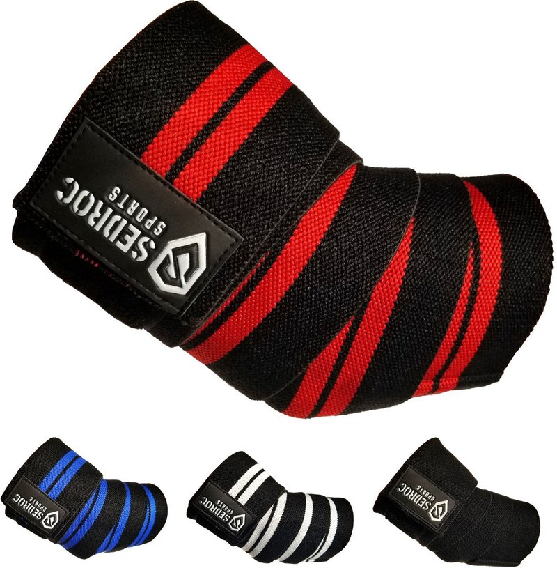 Sedroc Sports Weight Lifting Elbow Wraps Powerlifting Support Sleeves Straps - Pair