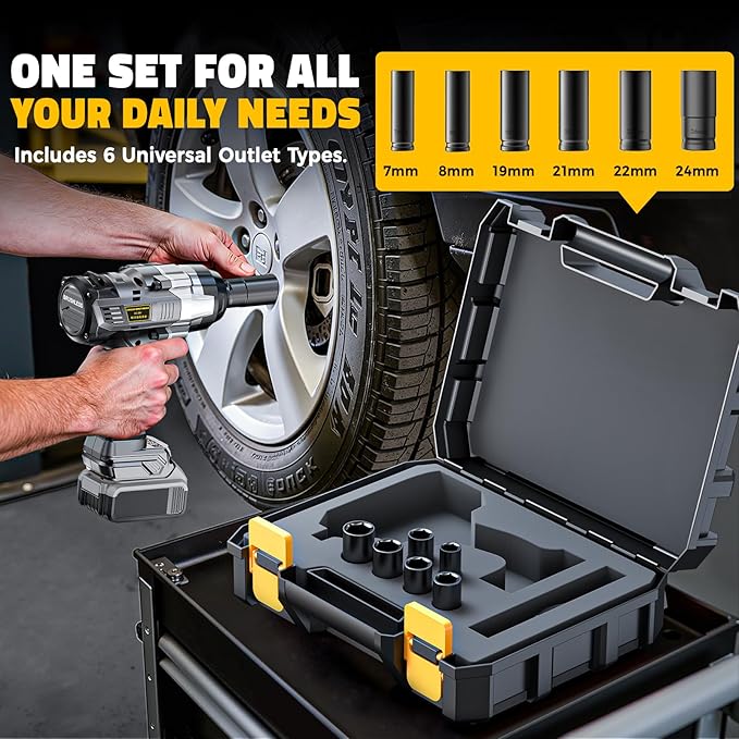 Cordless Impact Wrench 1/2 inch Compatible with DeWalt 20V Battery: 1700FT-LBS High Torque Impact Wrench Heavy Duty Tool with 6 Sockets - Brushless Electric Impact Gun LED Work Light - Bare Tool Only