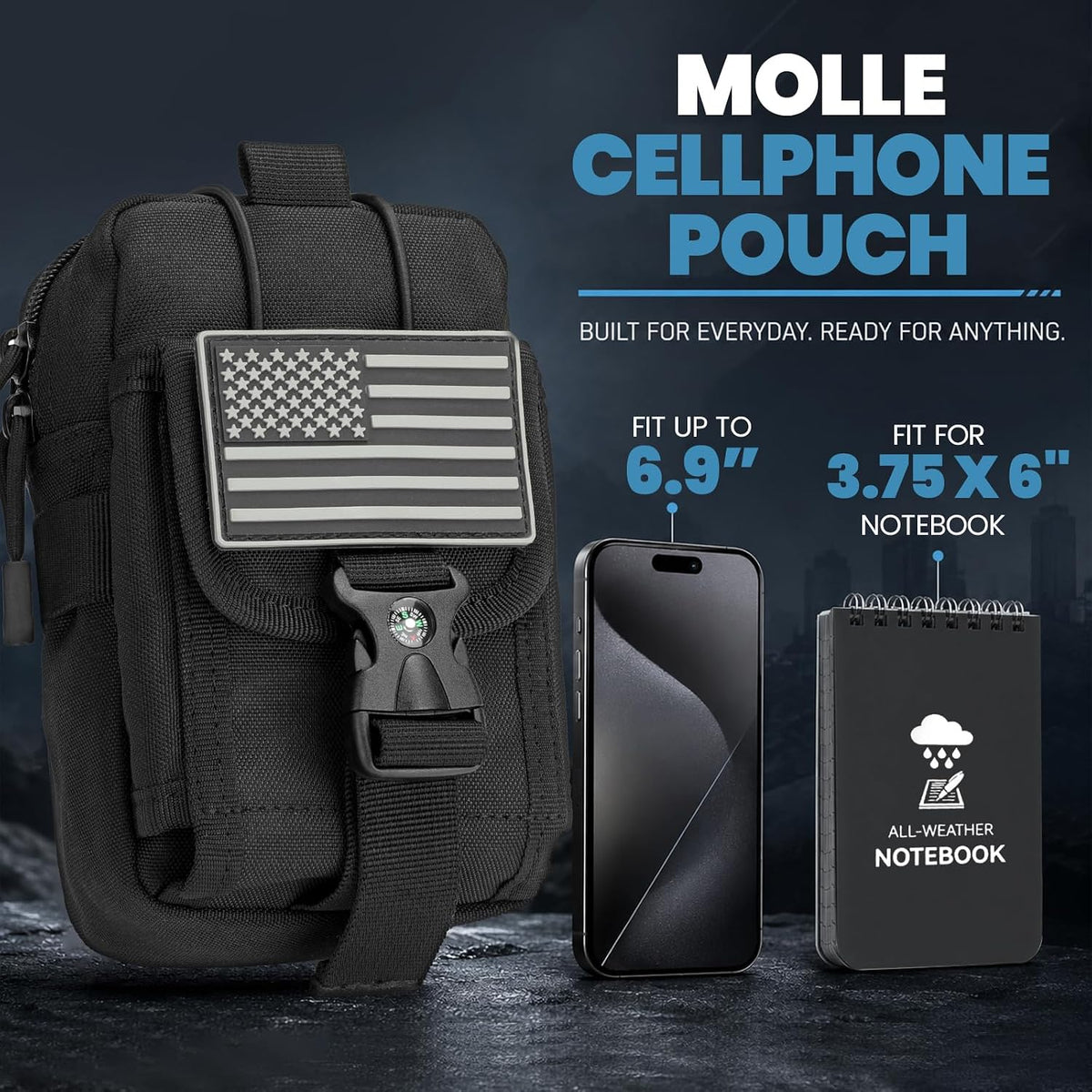 LEPHYON Tactical Molle Pouches, EDC Utility Pouch with Radio Holster