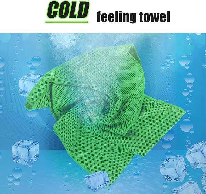 Biange Cooling Towel (Pack of 20, 40"x12") with Pouches for Sports, Workout, Fitness, Gym, Yoga, Golf, Pilates, Travel, Camping & More