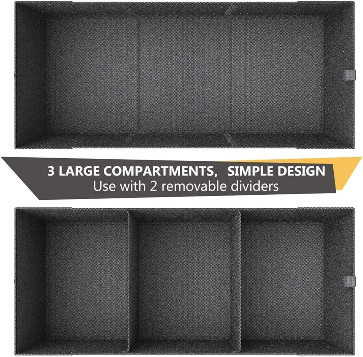 MIU COLOR Trunk Organizer for Car, 12 Pockets Sturdy Car Organizer for SUV, Non-Slip Bottom, Folded Trunk Storage Organizer for Sedans, Van, Jeep, Grocery, Large 3 Compartments, Dark Gray 32"×13"×10"