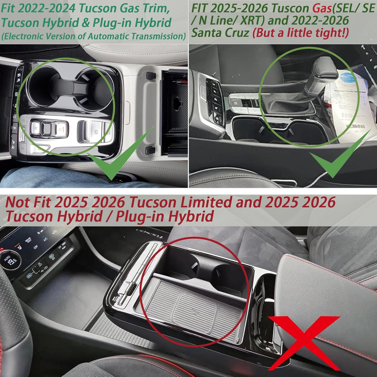 Center Console Organizer for 2022-2024 Hyundai Tucson& Santa Cruz 2022-2026