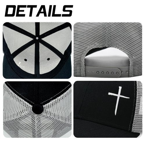 LUDUEIKSW Christian Hats for Men Women, Jesus Cross Trucker Hat Christian Religious Gifts, Black