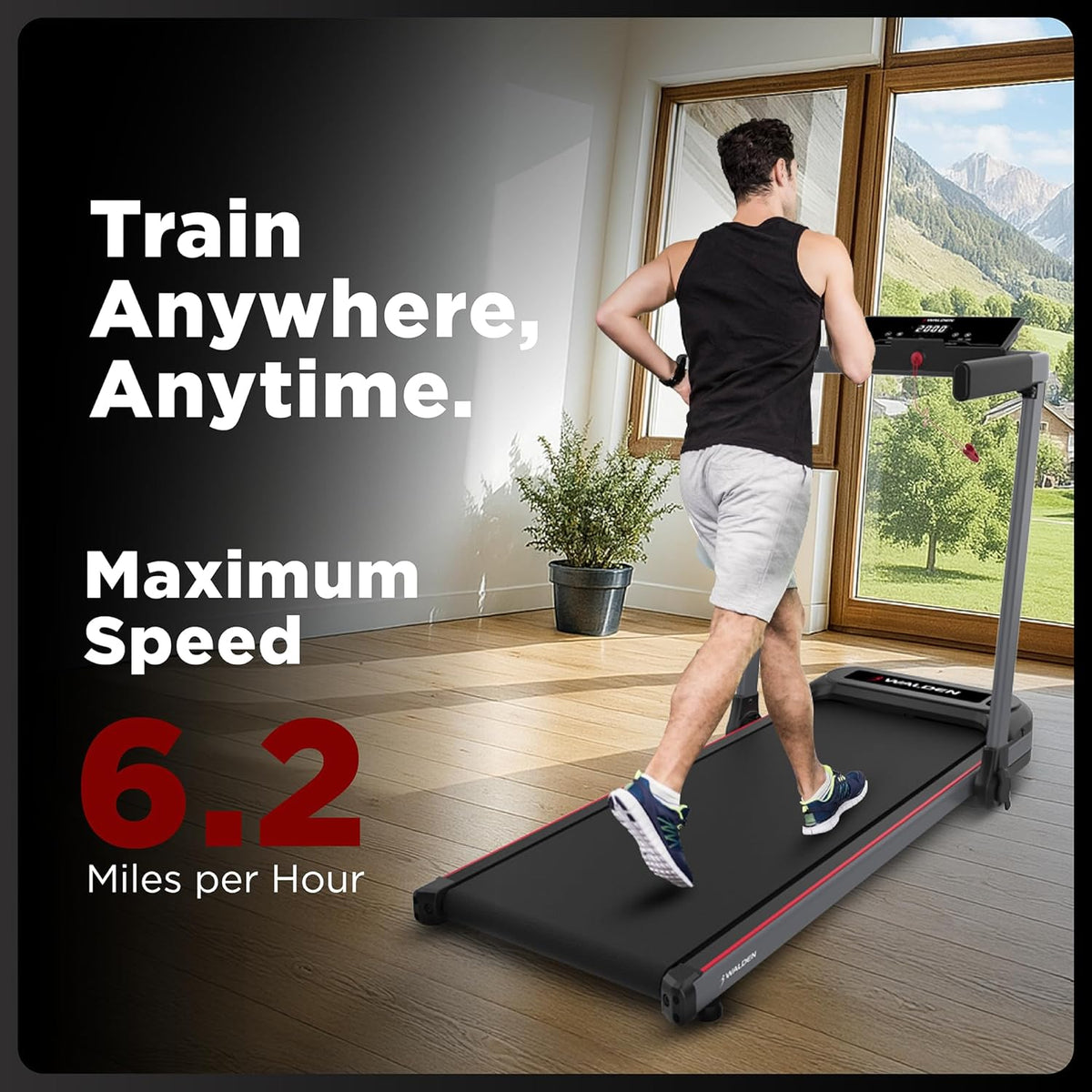 Walden Sports Folding Electric Treadmill - Portable Running Machine with LCD Screen | 6.2 mph Adjustable Speed