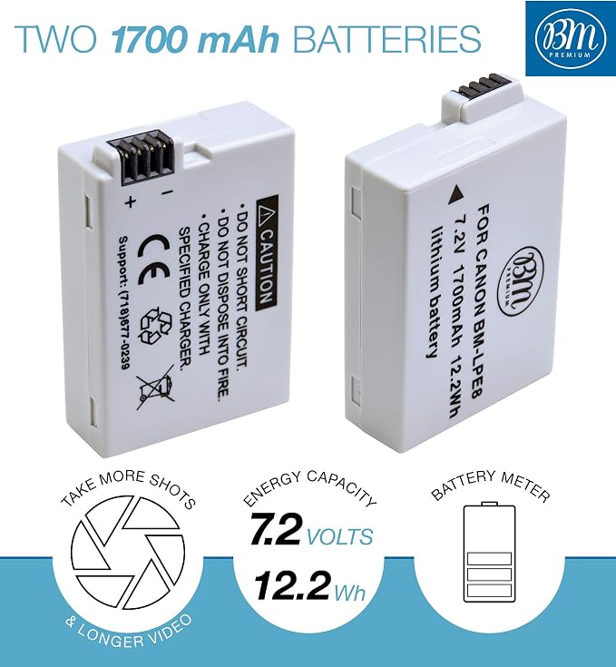 BM Premium 2-Pack LP-E8 Batteries and Dual Battery Charger Kit