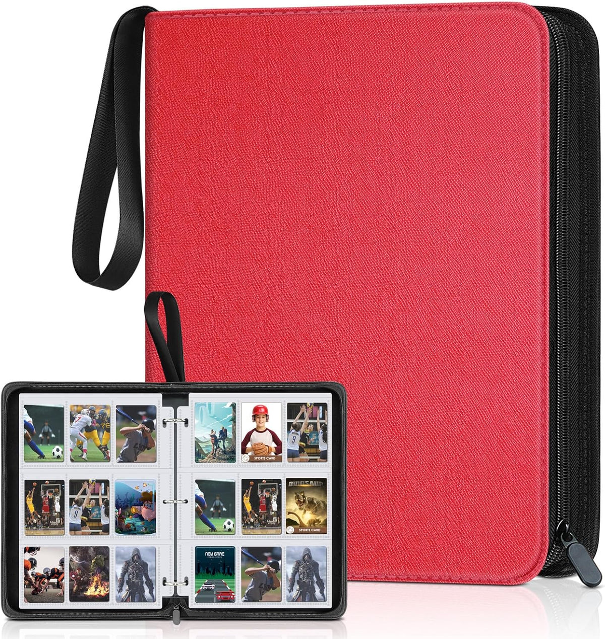 Skiennix 900 Pockets Card Binder - Durable Trading Card Holder Album for Sports & Game Cards (Red)