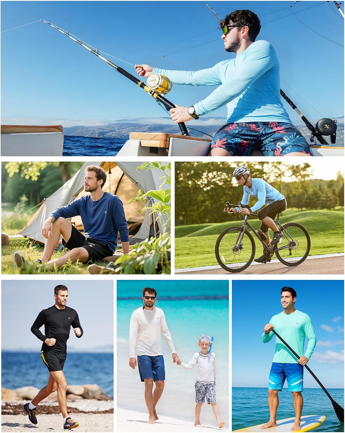 Runhit Men's UPF 50+ Sun Protection Shirt - Lightweight Long Sleeve UV Swim & Hiking Rash Guard