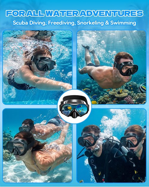 Aegend Diving Mask - Anti-Fog, Anti-UV Wide View Snorkel Mask for Adults & Youth | Perfect for Scuba Diving & Swimming