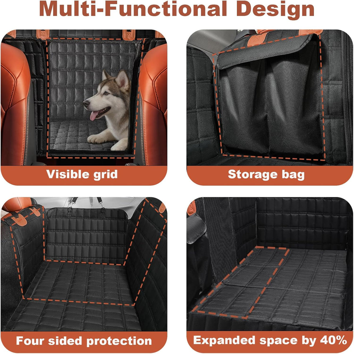 For Toyota Sienna Accessories 2025 Dog Car Seat Cover - Back Seat Extender Hard Bottom Seat Cover Dog Hammock Heavy Duty, Anti-Scratch & Waterproof Pet 3nd Row Seat Mat Protector for Sienna 2021-2025