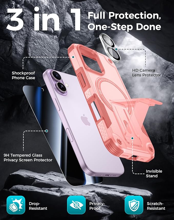 Goton for iPhone 17 Case with Privacy Tempered Glass Screen Protector & Camera