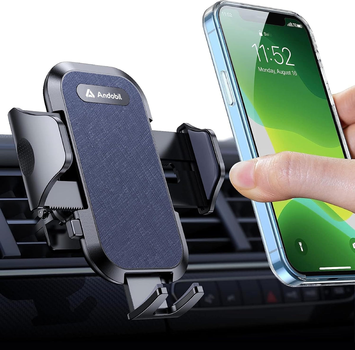 andobil 2026 Upgraded Car Phone Holder Mount for Vent, Military Sturdy Metal Clip Air Vent Phone Holder for Your Car Easy Used Cell Phone Car Mount for iPhone 17 16 15 14 13 12 Pro Max Samsung Grey
