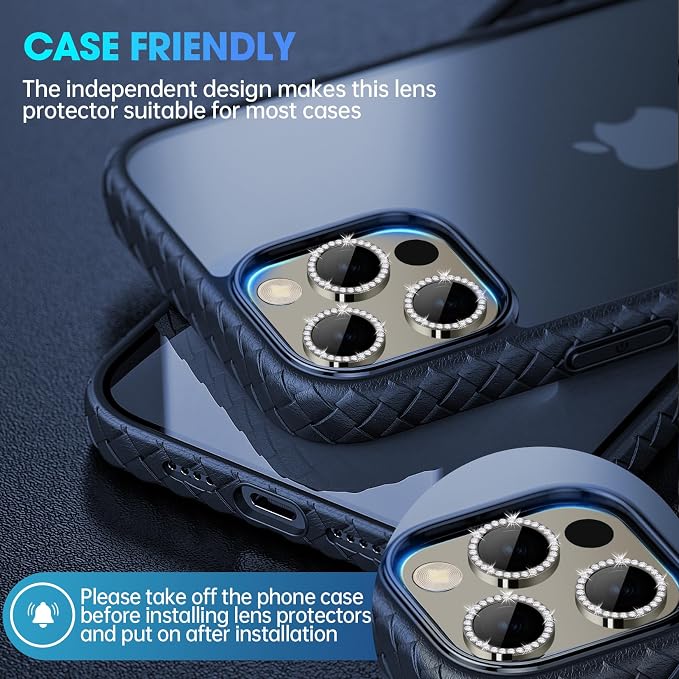 for iPhone 15 Pro/iPhone 15 Pro Max Camera Lens Protector Bling Individual
