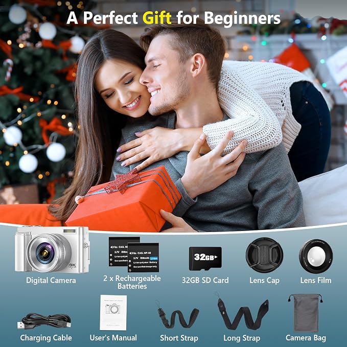 4K Digital Camera for Photography Autofocus, 64MP WiFi Vlogging Camera for