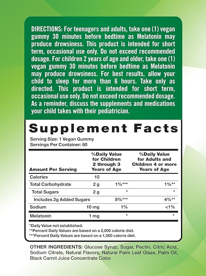 Nature's Truth Melatonin Gummies | 1mg | 60 Count | Cherry Pomegranate Flavor | Vegan, Non-GMO & Gluten Free Supplement