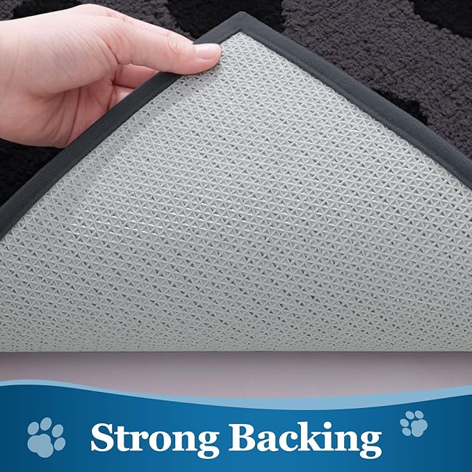 Buganda Dog Door Mat for Muddy Paws, Absorbent Dirt Trapper Washable Indoor Doormats, Non Slip Low-Profile Mud Mat for Dogs, Front Entrance Doormat for Inside Floor (40x32 Inches, Black)