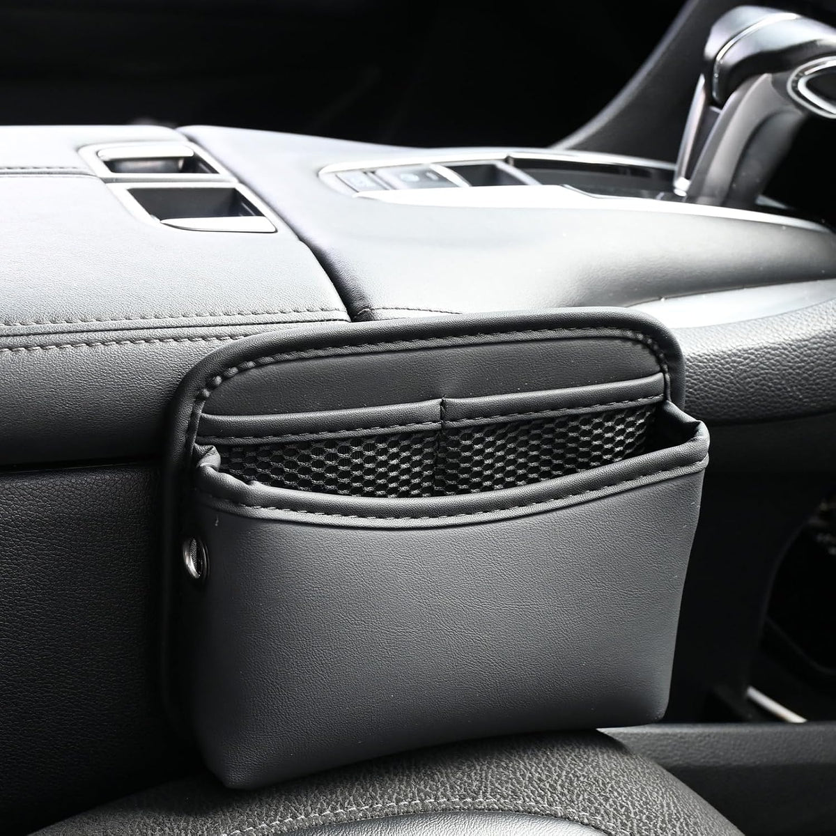 Car Side Phone Pocket Organizer, PU Leather Car Console Organizer Pocket, Multifunctional Console Side Organizer Bag Suitable for Storing Mobile Phones Keys and Wallets