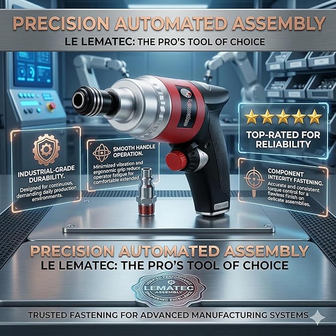 LE LEMATEC Professional Air Impact Driver - 13000 RPM Pneumatic Wrench with Twin Hammer, 40 ft-lb Torque, 1/4" NPT Compact Gun for Automotive, Furniture & Woodworking (LE-ID413)