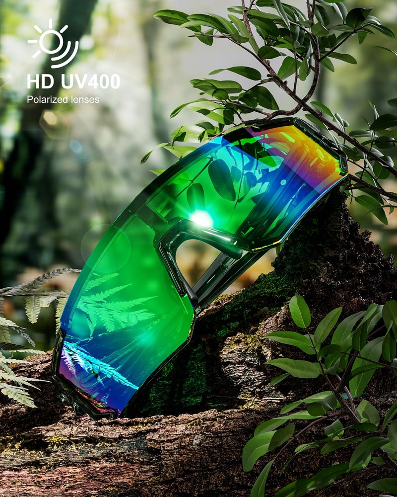 QALLY Polarized Sports Sunglasses for Men Women, UV400 Protection Mens Sunglasses Wrap Around Sun Glasses for Cycling Running