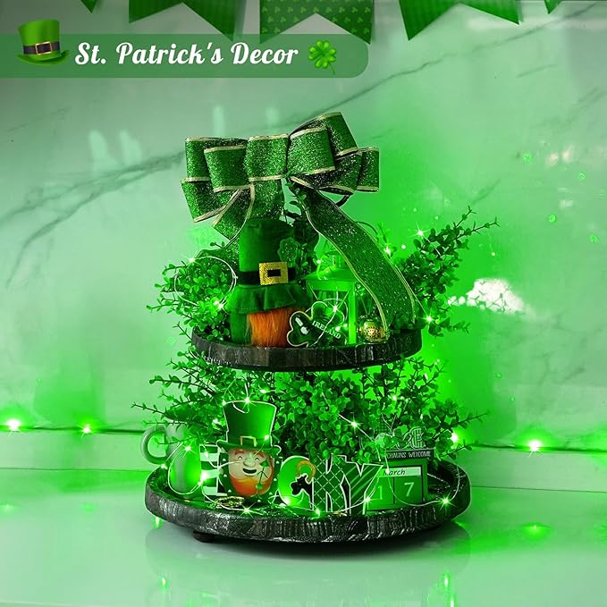 JMEXSUSS 4 Pack 50 LED Green Fairy Lights Battery Operated: 16.1ft Christmas Fairy Lights Indoor Outdoor Waterproof Green St Patrick's Day Lights for Bedroom Garden Party St Patrick's Day Decorations
