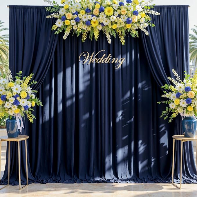 50ft x 12ft Wrinkle Free Navy Blue Backdrop Curtains