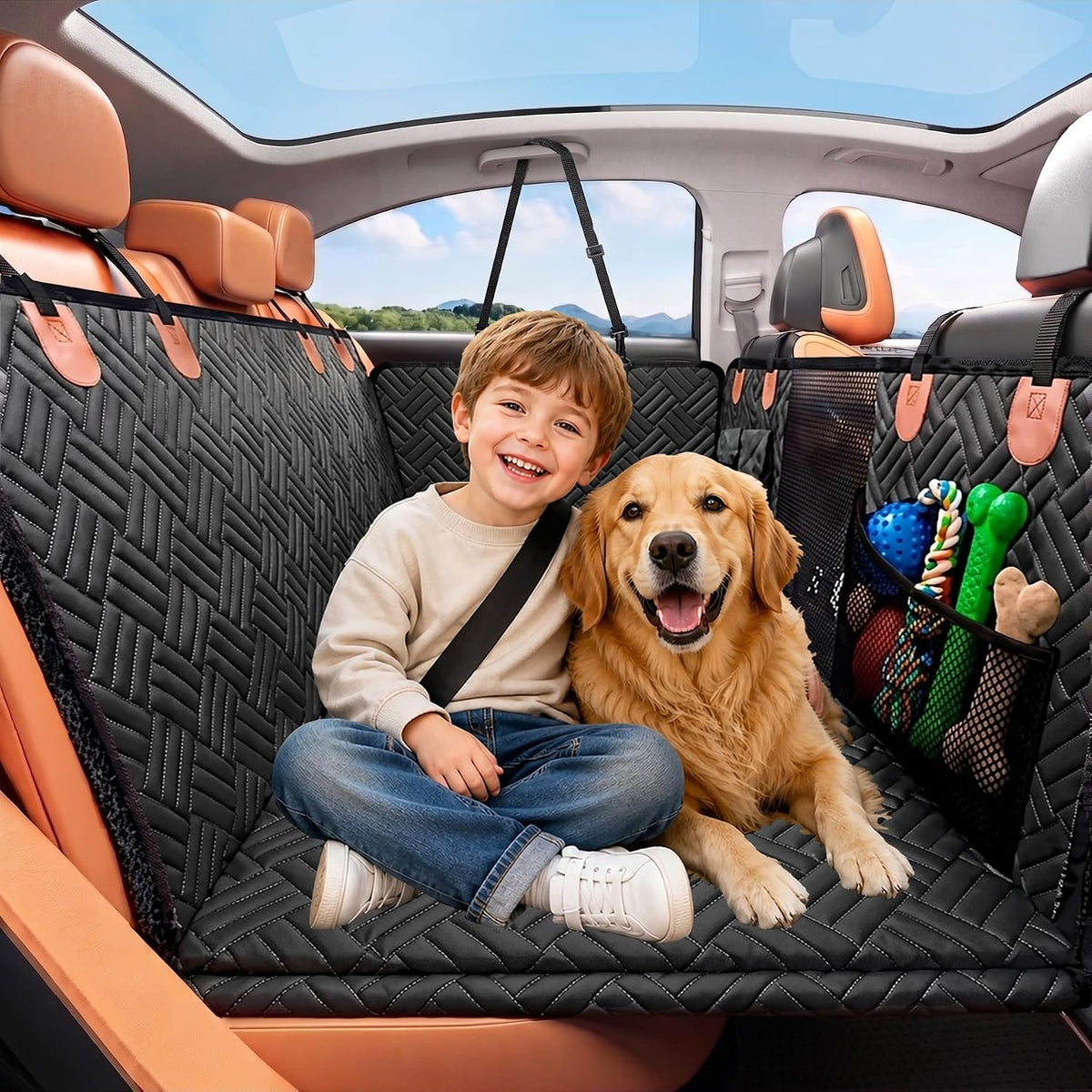 Hard Bottom Dog Car Seat Cover, Waterproof Dog Hammock