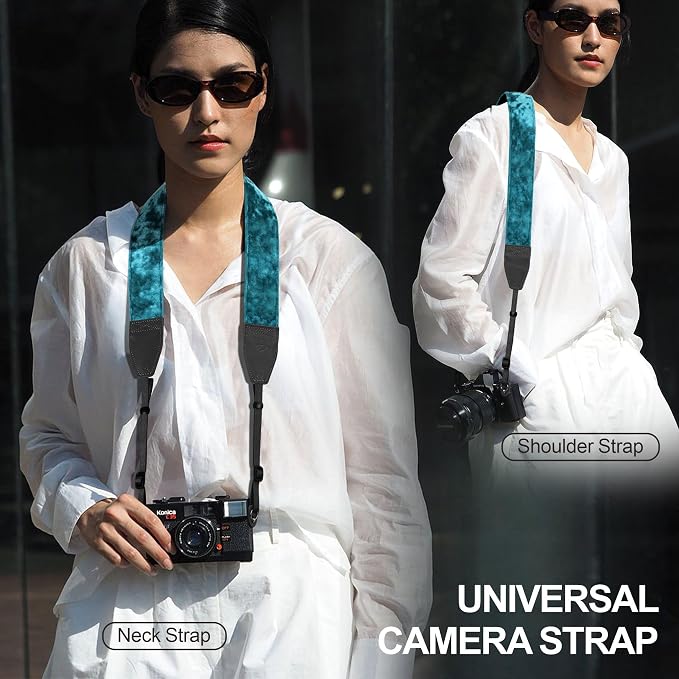 Padwa Lifestyle Peacock Blue Velvet Camera Strap