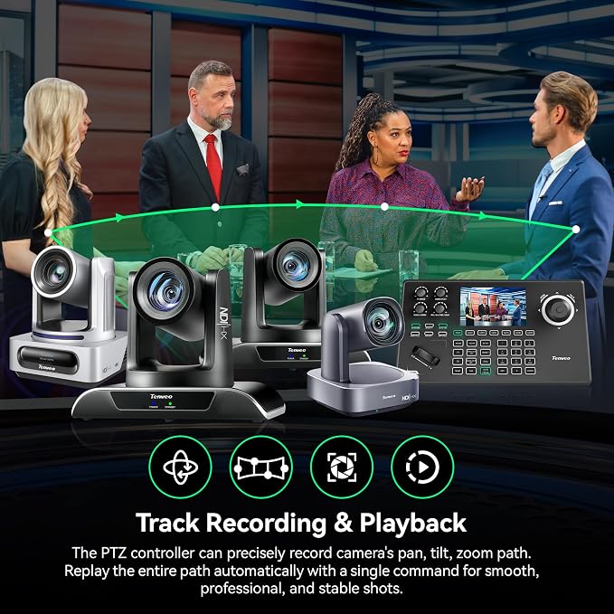 Tenveo NDI PTZ Camera Controller, 4D Joystick, PoE IP PTZ Controller Keyboard
