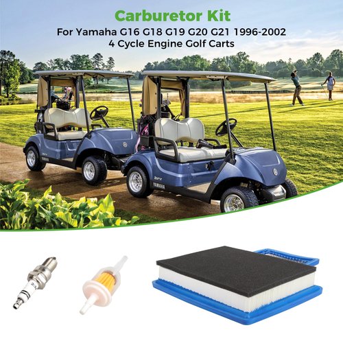 10L0L Carburetor Kit for Yamaha G16 G18 G19 G20 G21 4 Cycle Engine Golf Cart(1996-2002) with Air Filter, Fuel Filter, Spark Plug,Golf Car Tune Up Kit Replace JN6-14101-15 JN6-13567-00 JN3-14101-00