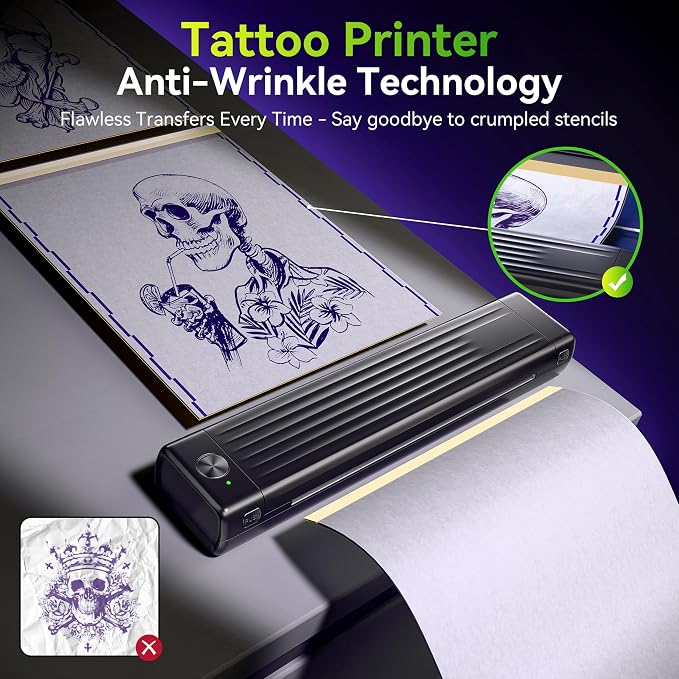 Itari Tattoo Printer Kit with 100 Pcs Transfer Paper, Thermal Tattoo Stencil