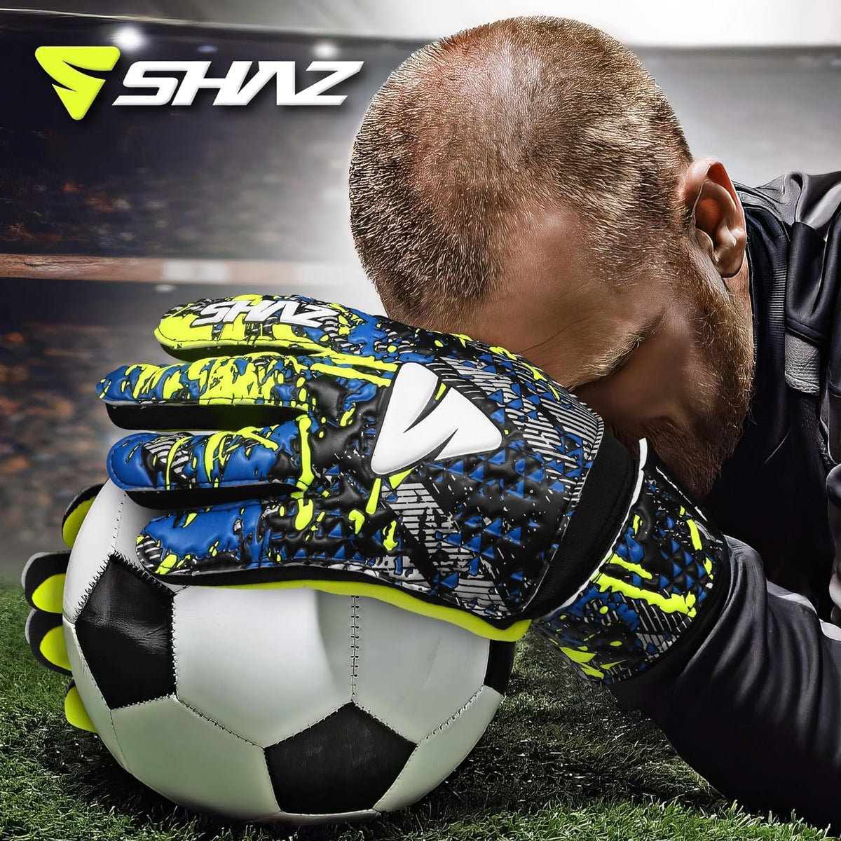 Shaz Soccer Goalkeeper Gloves - Anti-Slip 4mm Latex Palm with Strong Grip | Size 7 for Kids & Youth