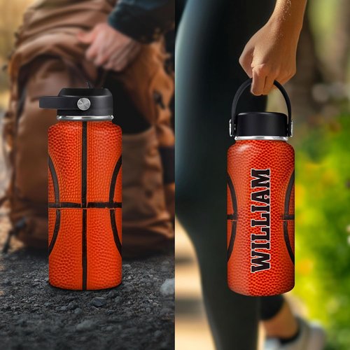 Hyturtle Personalized Basketball Water Bottle - Insulated Stainless Steel, Leak-Proof | 18oz & 32oz Sizes - Perfect Gift for Basketball Lovers
