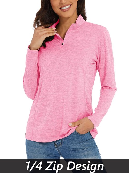 MAGCOMSEN Women's UPF 50+ Sun Shirt - Long Sleeve 1/4 Zip Pullover for Quick Dry Hiking & Running