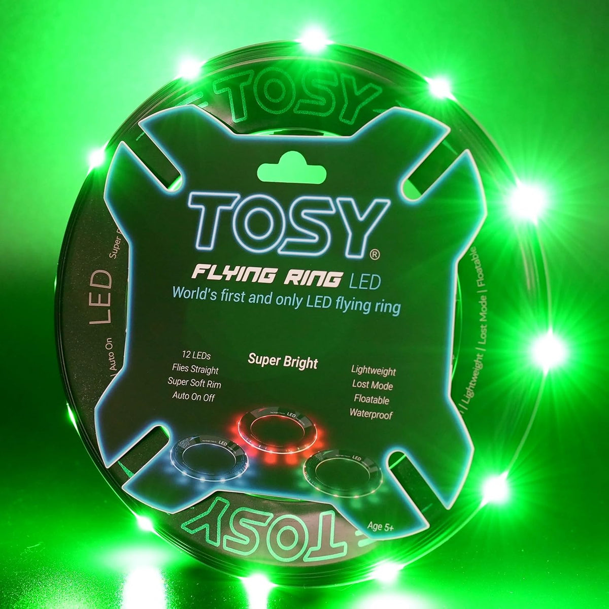 TOSY Flying Ring Bundle - Super Bright 12 LEDs in Blue & Green Colors | Perfect for Outdoor Fun