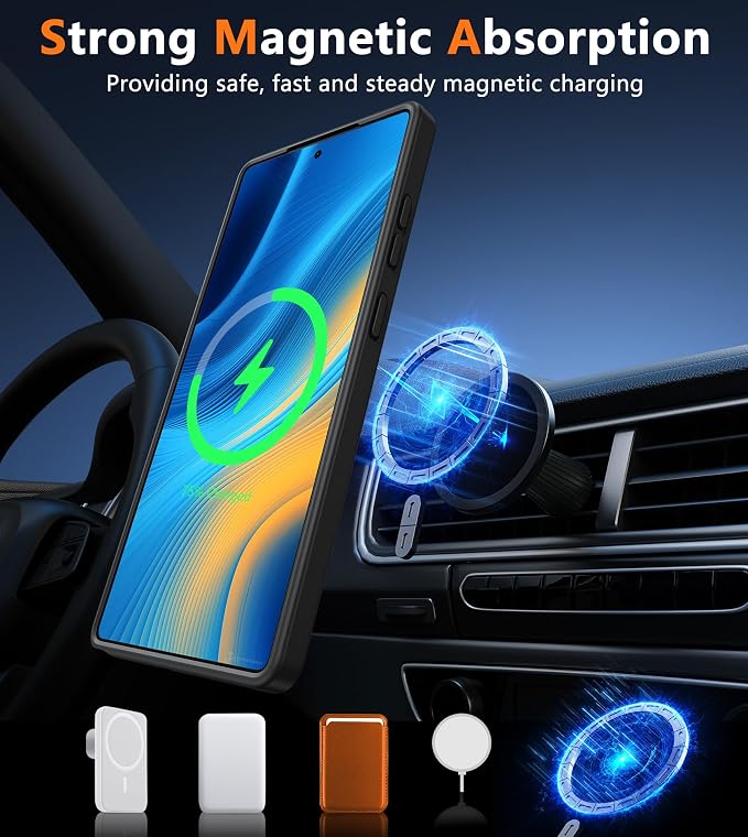 FNTCASE for Samsung Galaxy S25-Ultra Case: Magnetic Matte Military Grade Drop