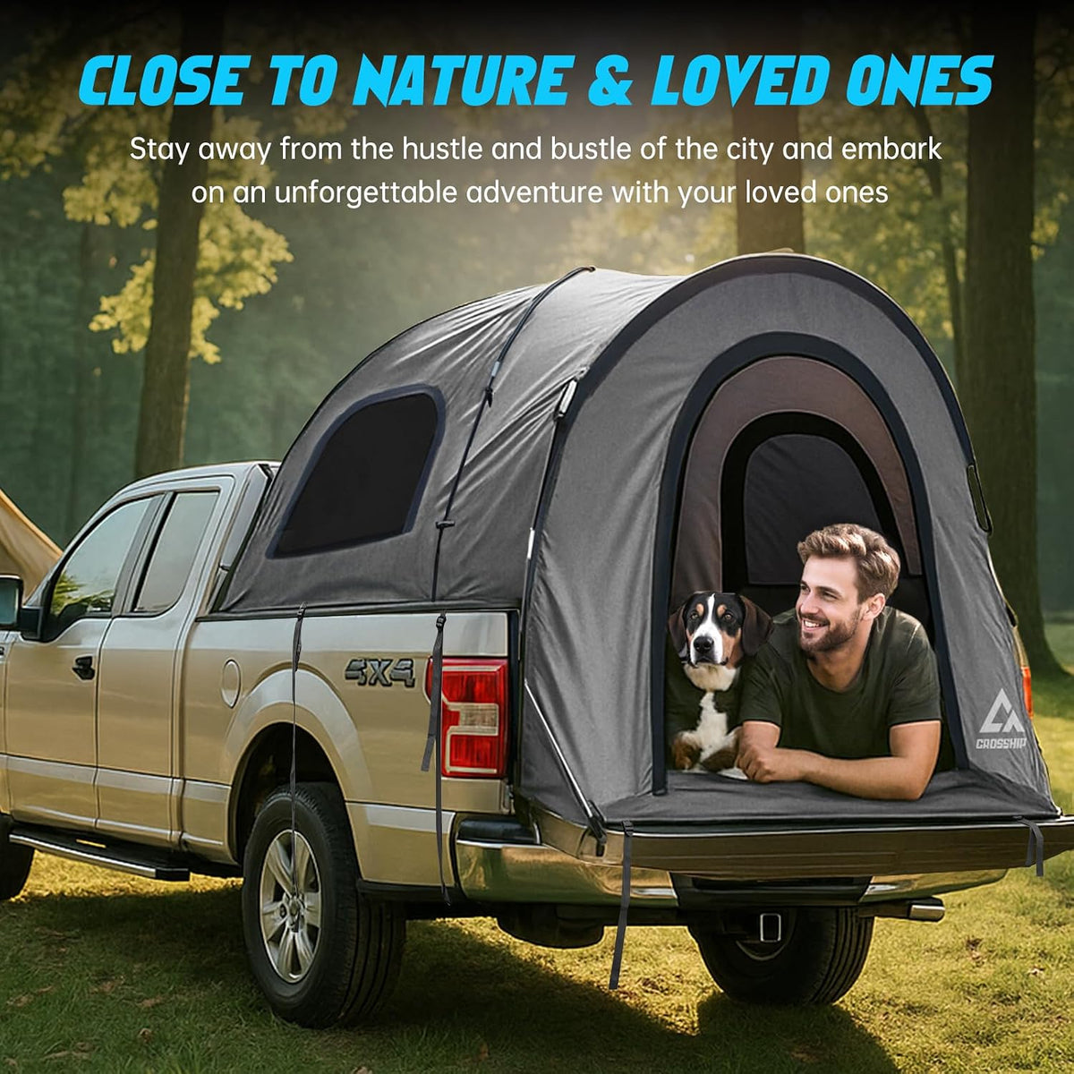 Truck Bed Tent for Pickup Trucks — Waterproof Camping Shelter with Insect‑Prevention Mesh & Quick Setup — Fits 5.5–6′ Beds — Rainproof Outdoor Shelter for Fishing, Hiking, Travel