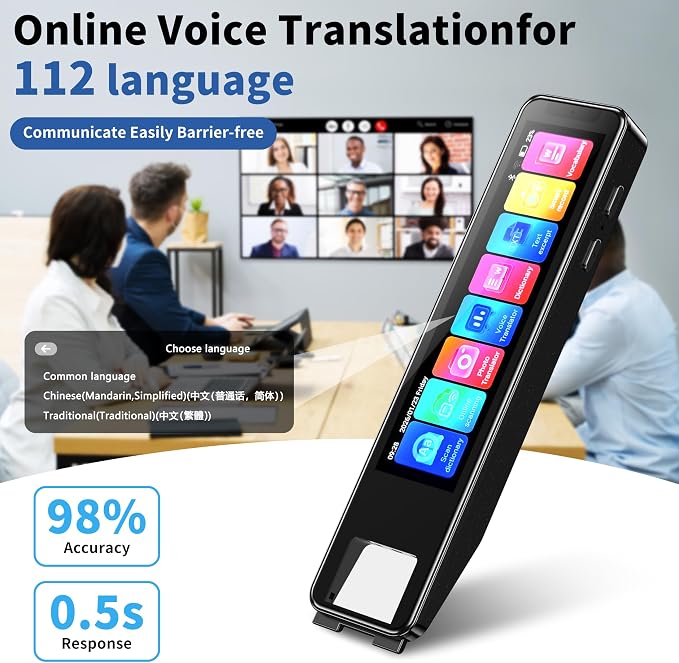 Scan Pen Translator for 142 Languages, Instant 2-Way Voice & Text Translation