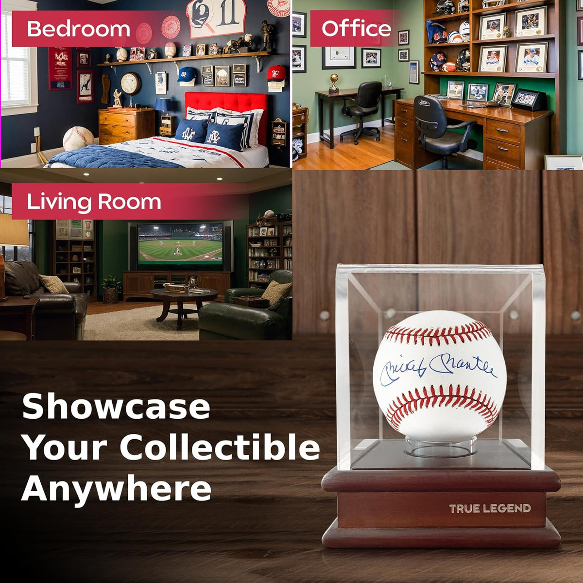 True Legend Baseball Display Case - Premium UV Protection & Thick Acrylic Edges | Ideal for Sports Memorabilia