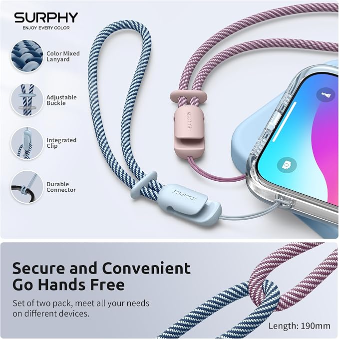 SURPHY 2 Pack Phone Lanyard for Cellphone Case, Phone Wrist Strap for Case