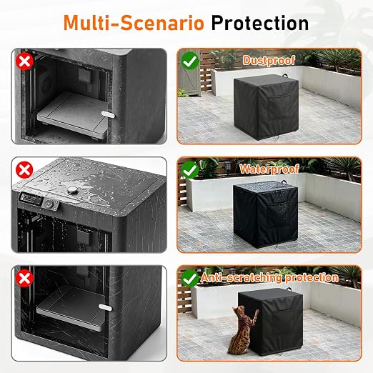 3D Printer Cover for Bambu LAB P1S/P2S, 600D Heavy Duty Dust Cover