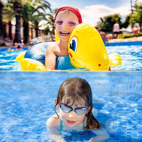 COOLOO Kids Swim Goggles - 2-Pack Adjustable Swimming Goggles for Ages 4-16 | Perfect for Boys & Girls