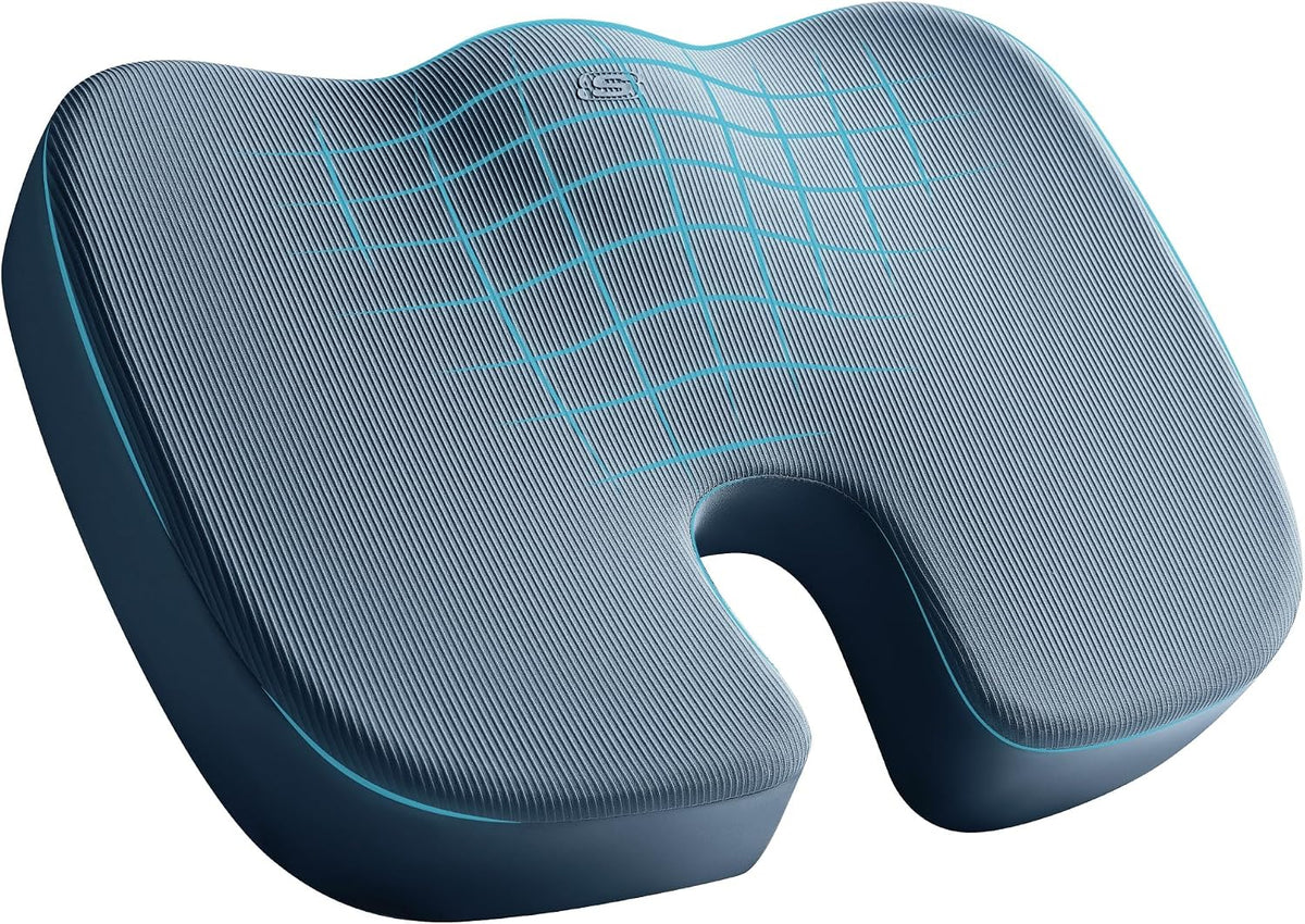 Skechers Memory Foam Seat Cushion,Office Chair Cushion for Tailbone Pain Relief,Butt Pillow for Office Chair,Car seat Cushion,Computer Desk,Long Sitting Office Workers,and Car Drivers,Beige
