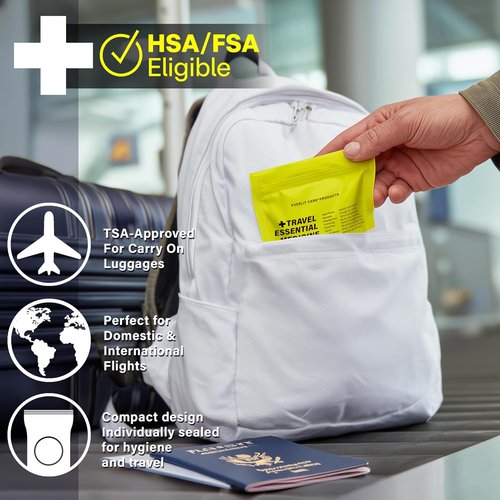 EVERLIT CARE Travel Essential First Aid Kit - TSA Compliant Mini Medkit with 64 Individually Packed Tablets